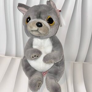 Cute Gray and White Plush Dog